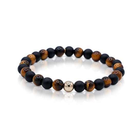 Black Onyx and Tiger's Eye with 18K Yellow Gold