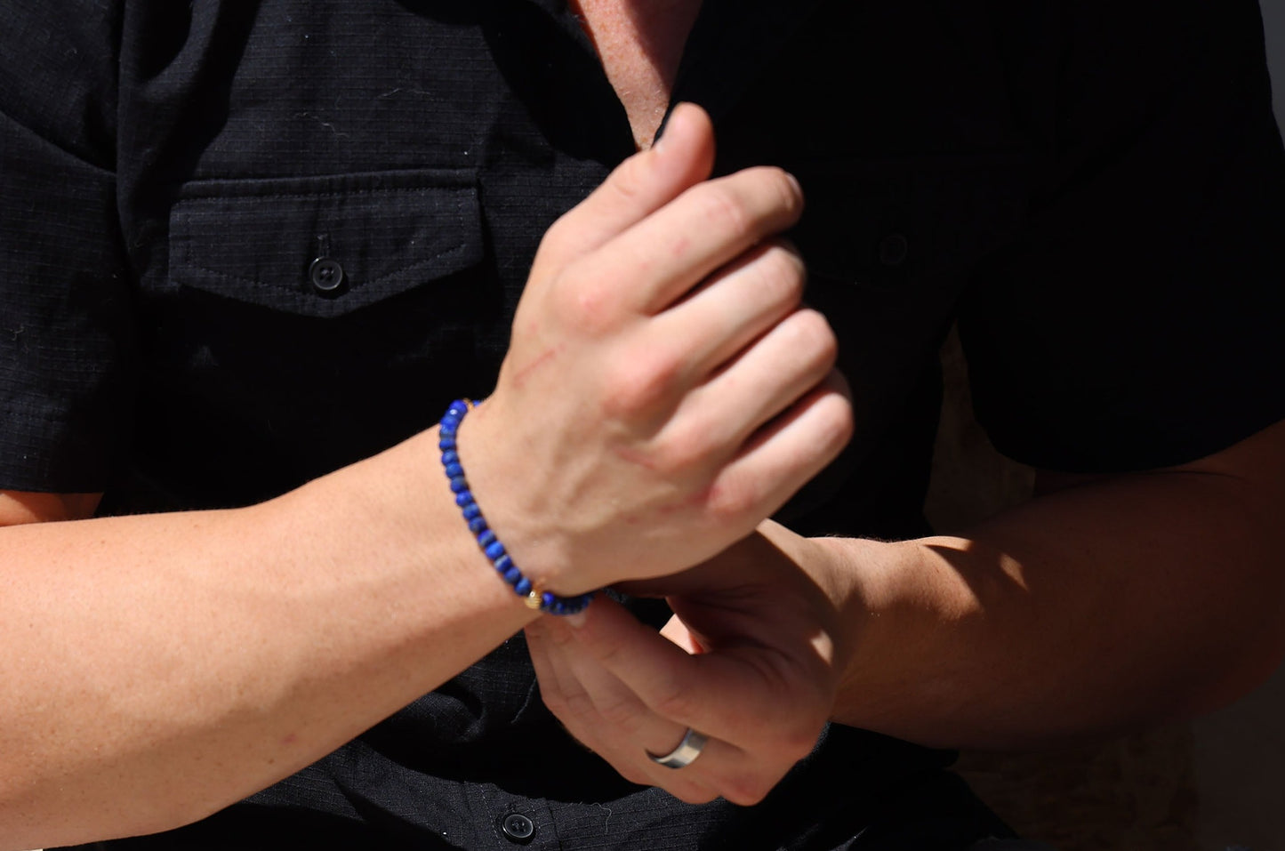 Lapis Lazuli (6mm Faceted) and 18K White Gold