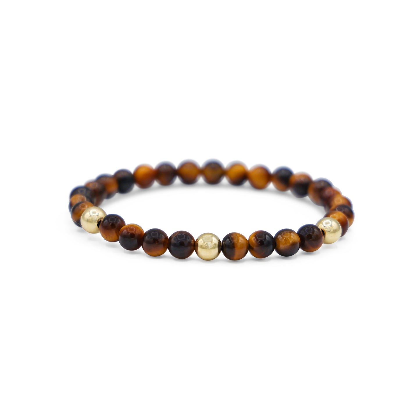 Tiger's Eye (6mm) and 18K Yellow Gold Beads