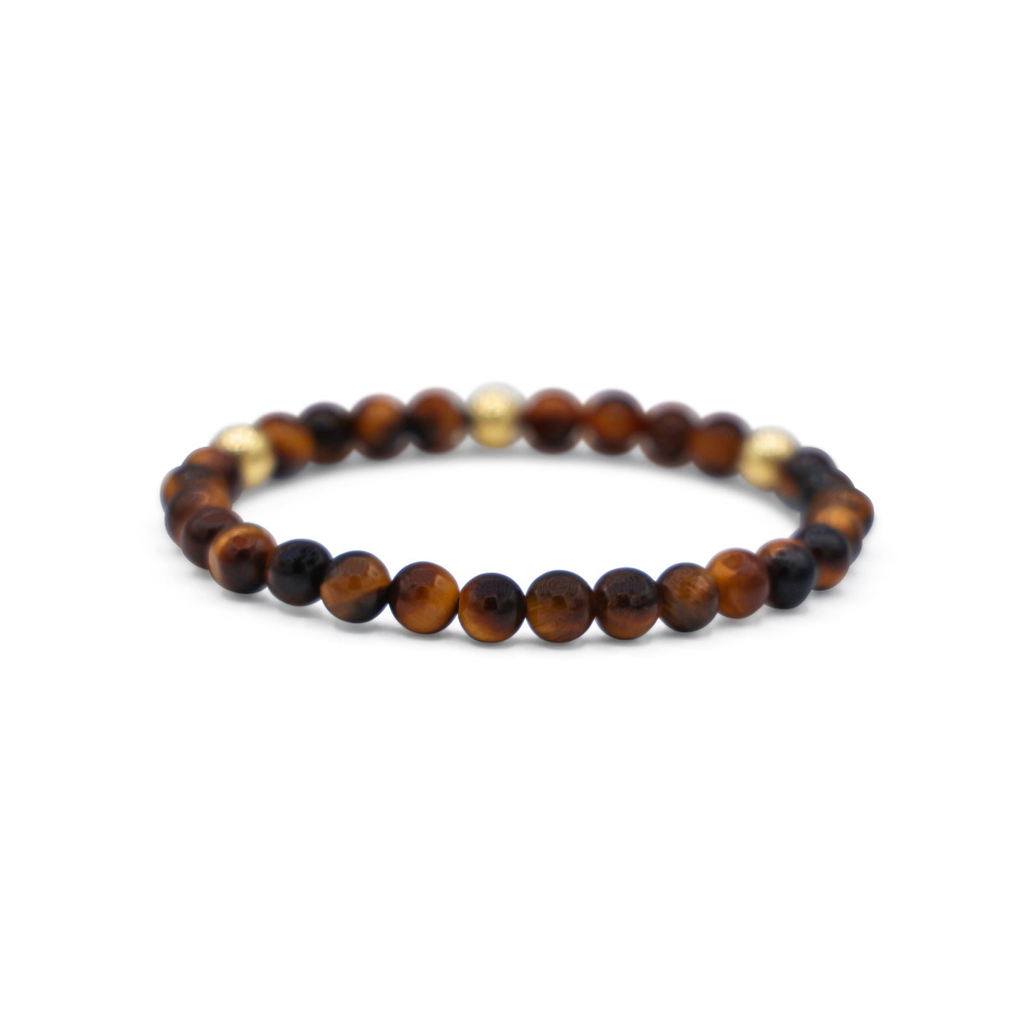 Tiger's Eye (6mm) and 18K Yellow Gold Beads