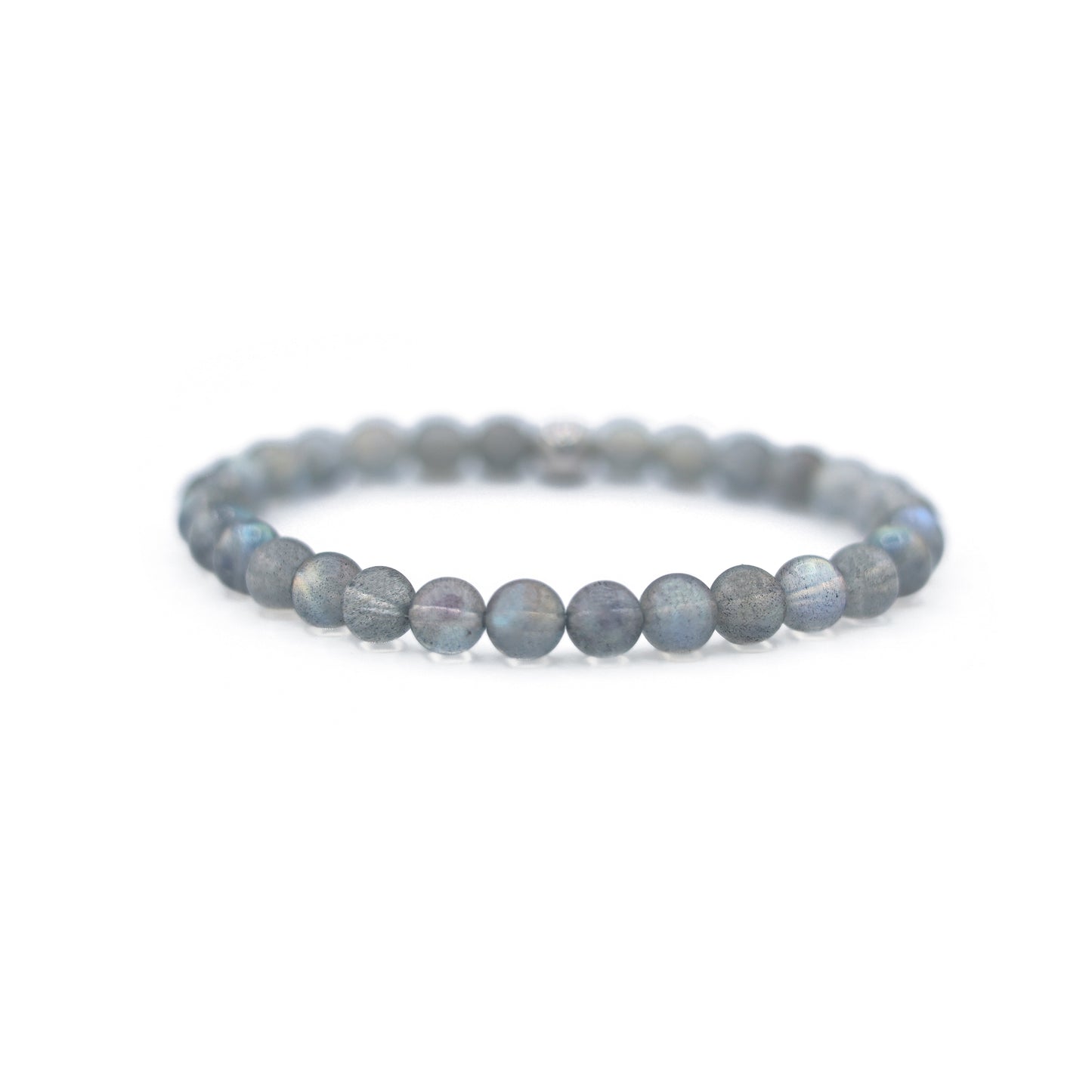 Labradorite (6mm Round) and 18K White Gold