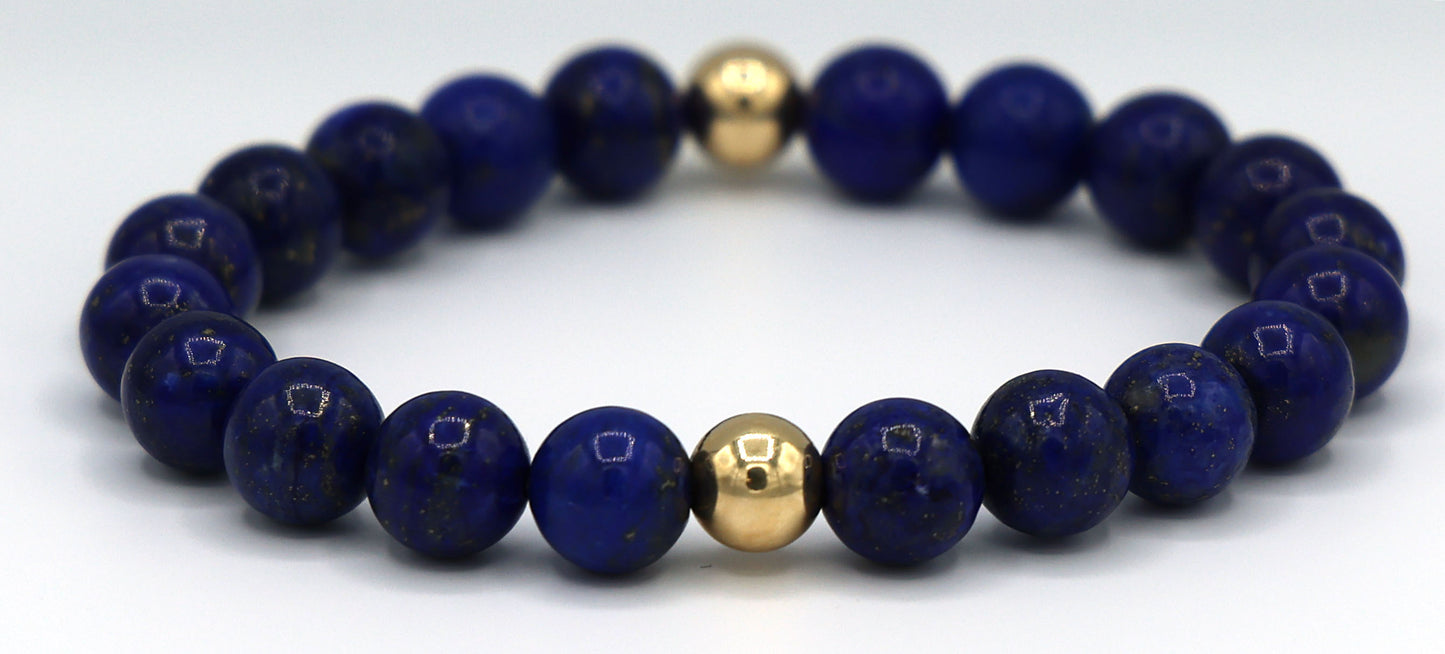 Lapis Lazuli (8mm Round) and 18K Yellow Gold